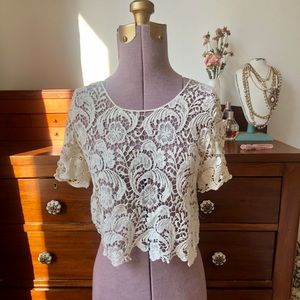 Cropped lace crochet top